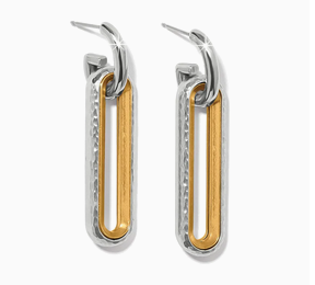 Medici Two Tone Long Post Drop Earrings