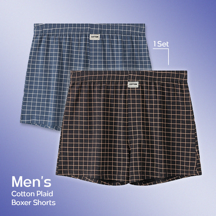 MF08156  Men's Premium Plaid Boxer Shorts (2pcs)