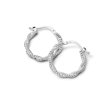 Midi Rope Twist Hoop Earrings Sterling Silver