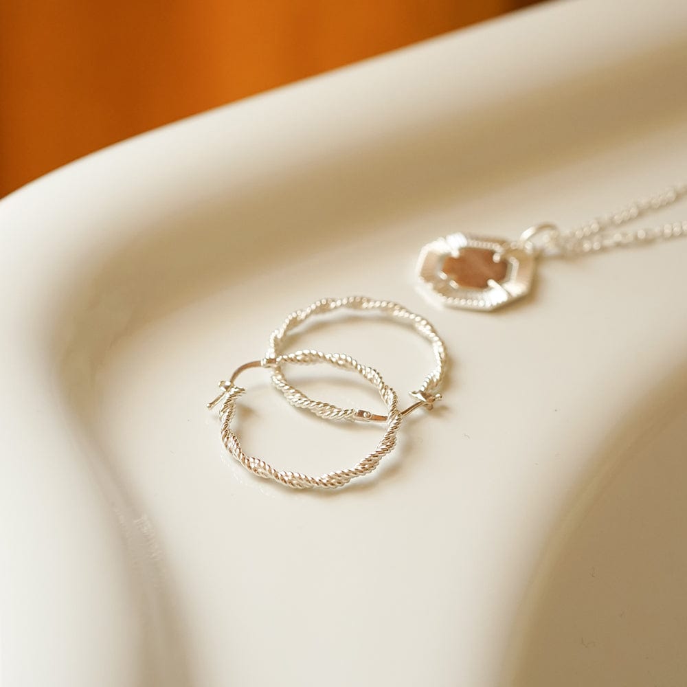 Midi Rope Twist Hoop Earrings Sterling Silver