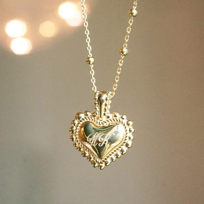 Mini Engravable Bobble Heart Necklace 18ct Gold Plate