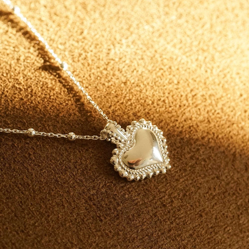 Mini Engravable Bobble Heart Necklace Sterling Silver
