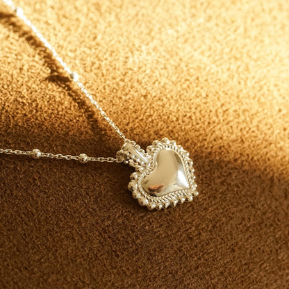 Mini Engravable Bobble Heart Necklace Sterling Silver