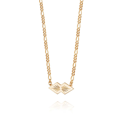 Mini Engraved Leaf Necklace 18ct Gold Plate