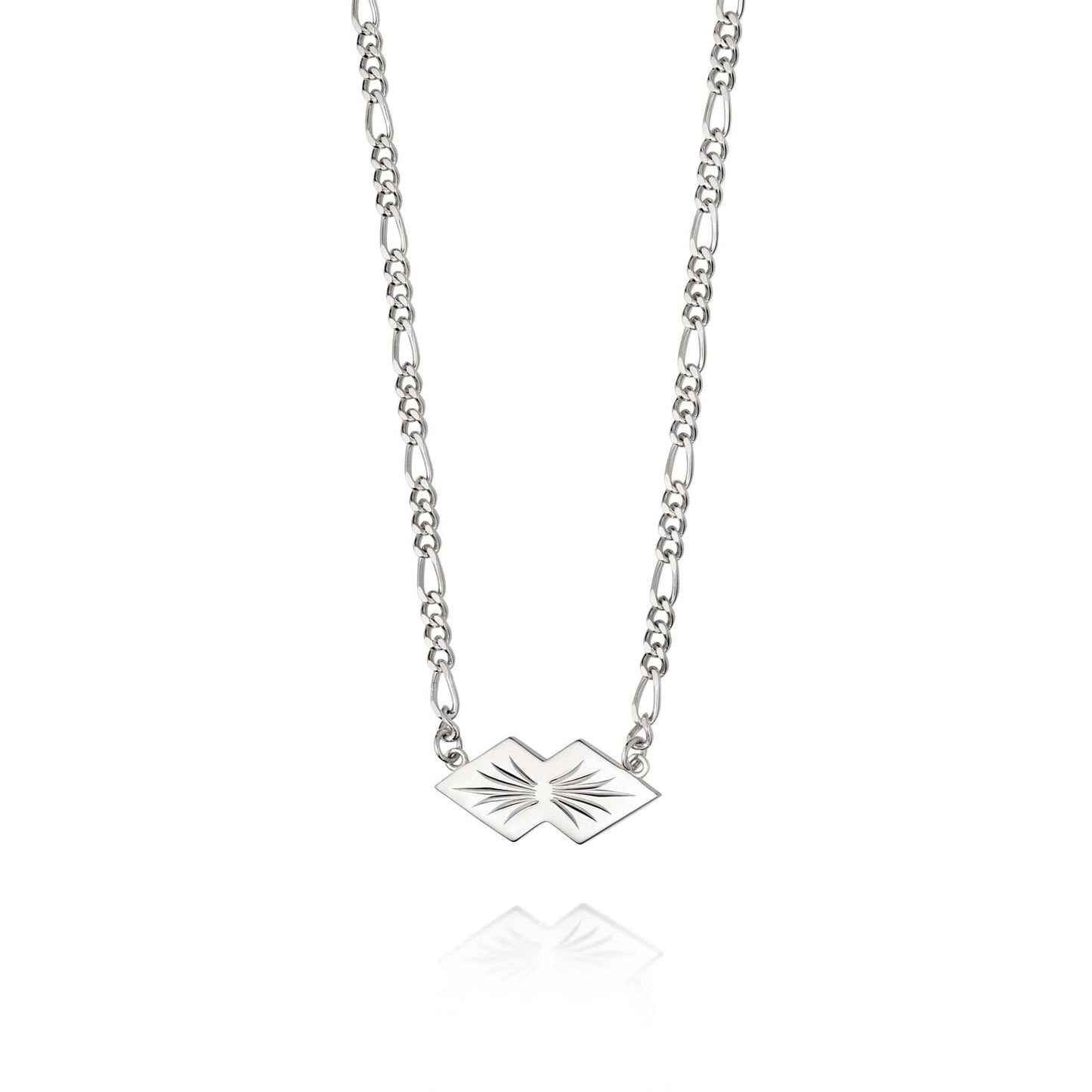 Mini Engraved Leaf Necklace Sterling Silver