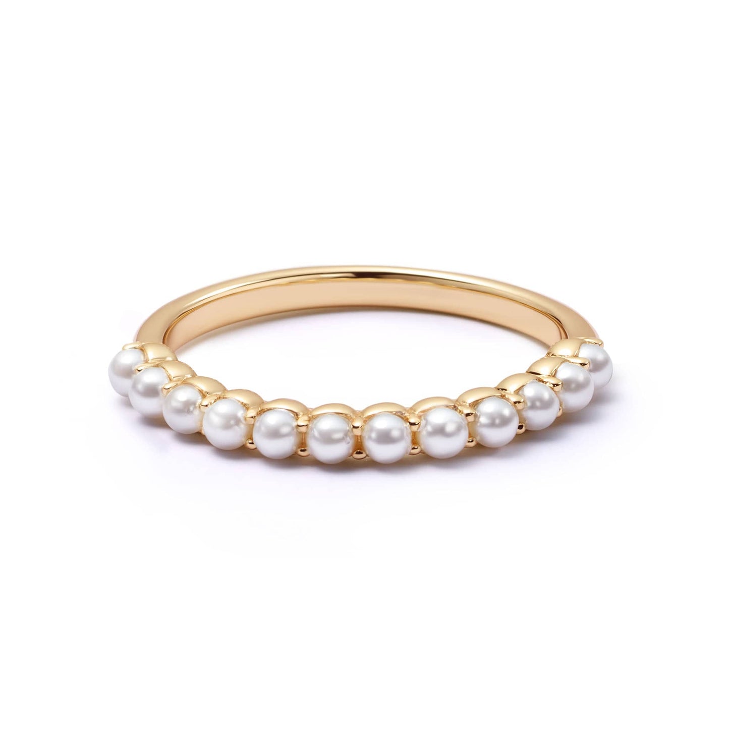 Mini Pearl Band Ring 18ct Gold Plate