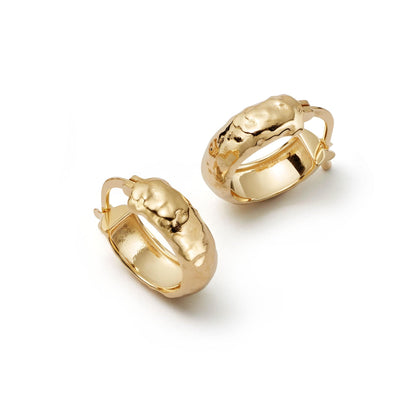 Mini Textured Hoop Earrings 18ct Gold Plate