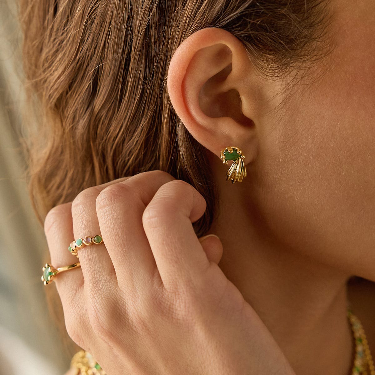 Wave Stud Earrings 18ct Gold Plate