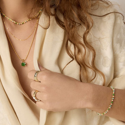 Mixed Gemstone Tennis Bracelet 18ct Gold Plate