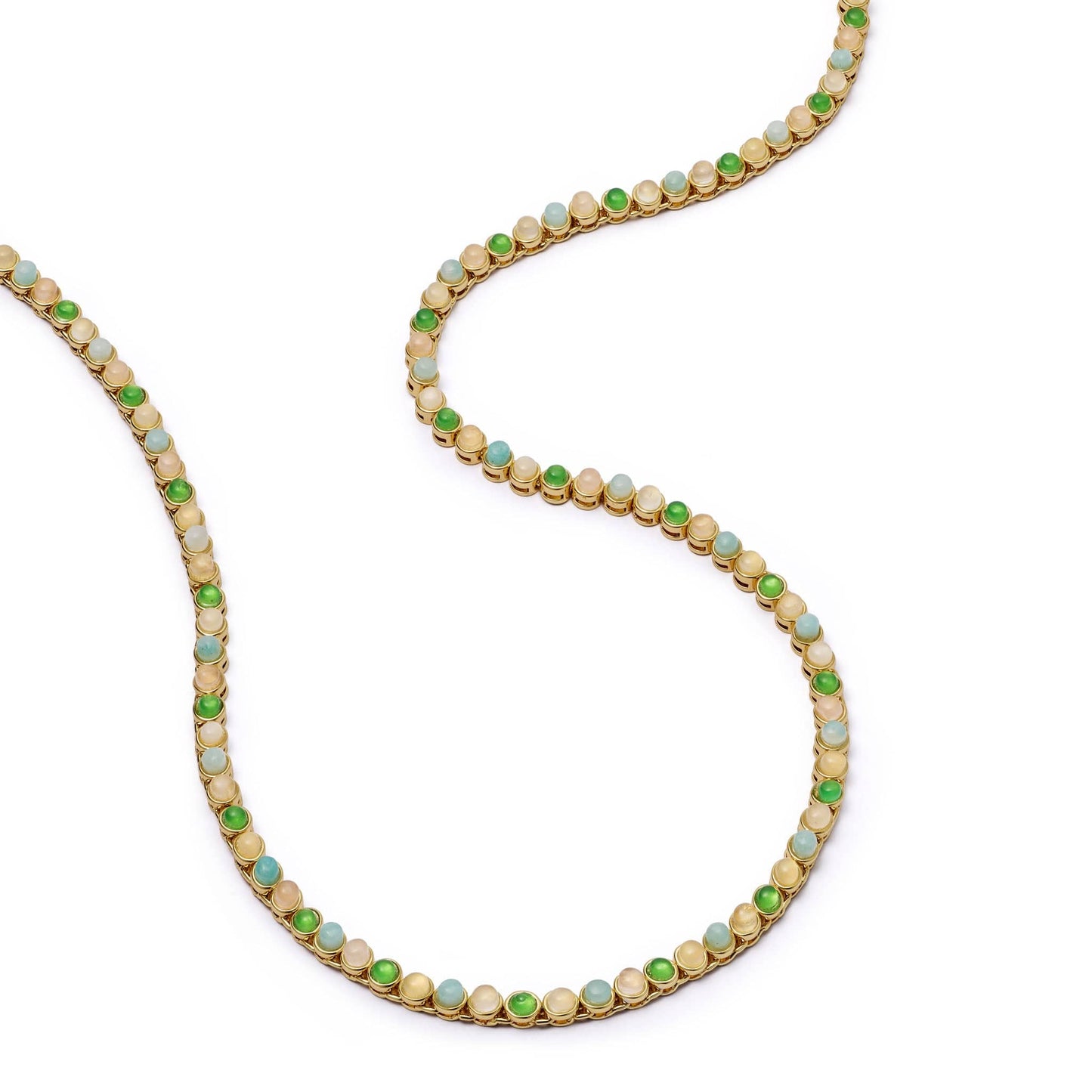 Mixed Gemstone Tennis Necklace 18ct Gold Plate