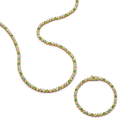 Mixed Gemstone Tennis Set 18ct Gold Plate