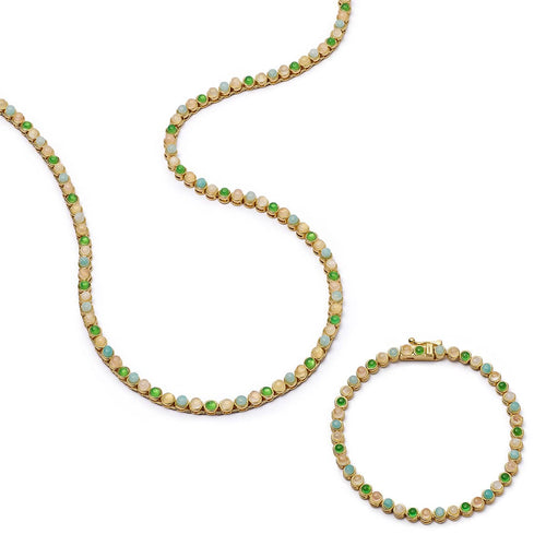 Mixed Gemstone Tennis Set 18ct Gold Plate
