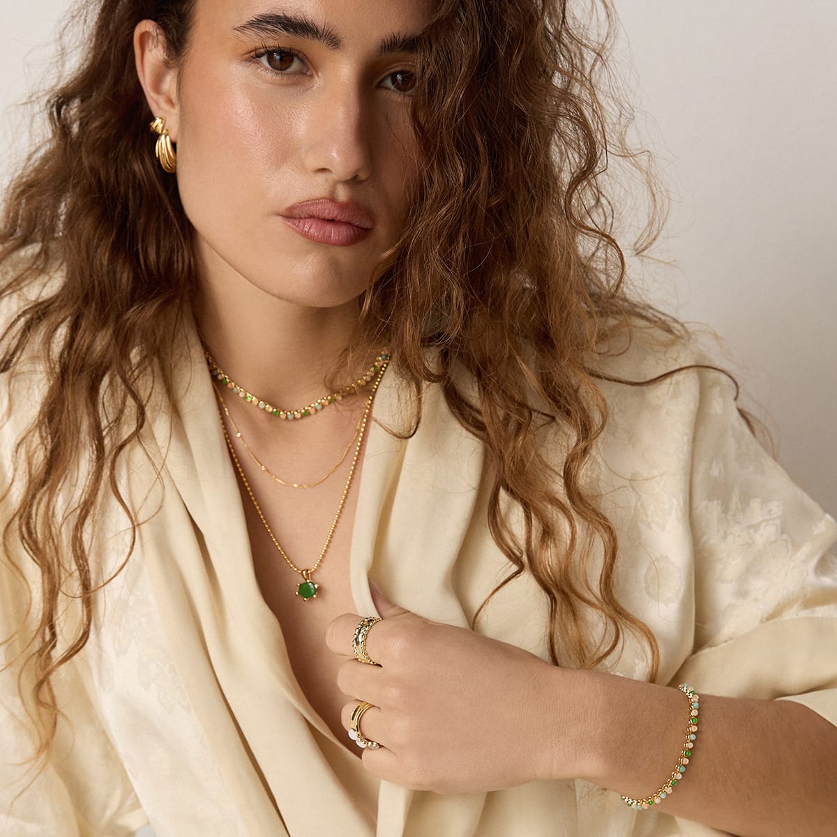 Mixed Gemstone Tennis Set 18ct Gold Plate