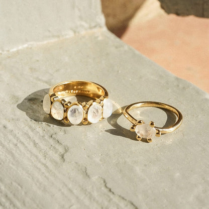 Moonstone Claw Ring 18ct Gold Plate