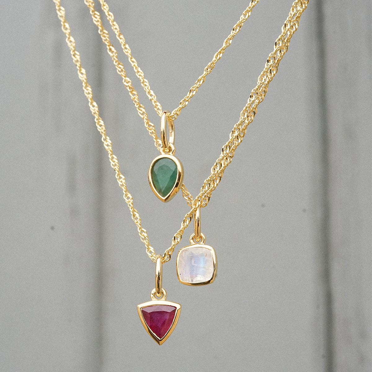 Moonstone June Birthstone Charm Necklace 18ct Gold Plate