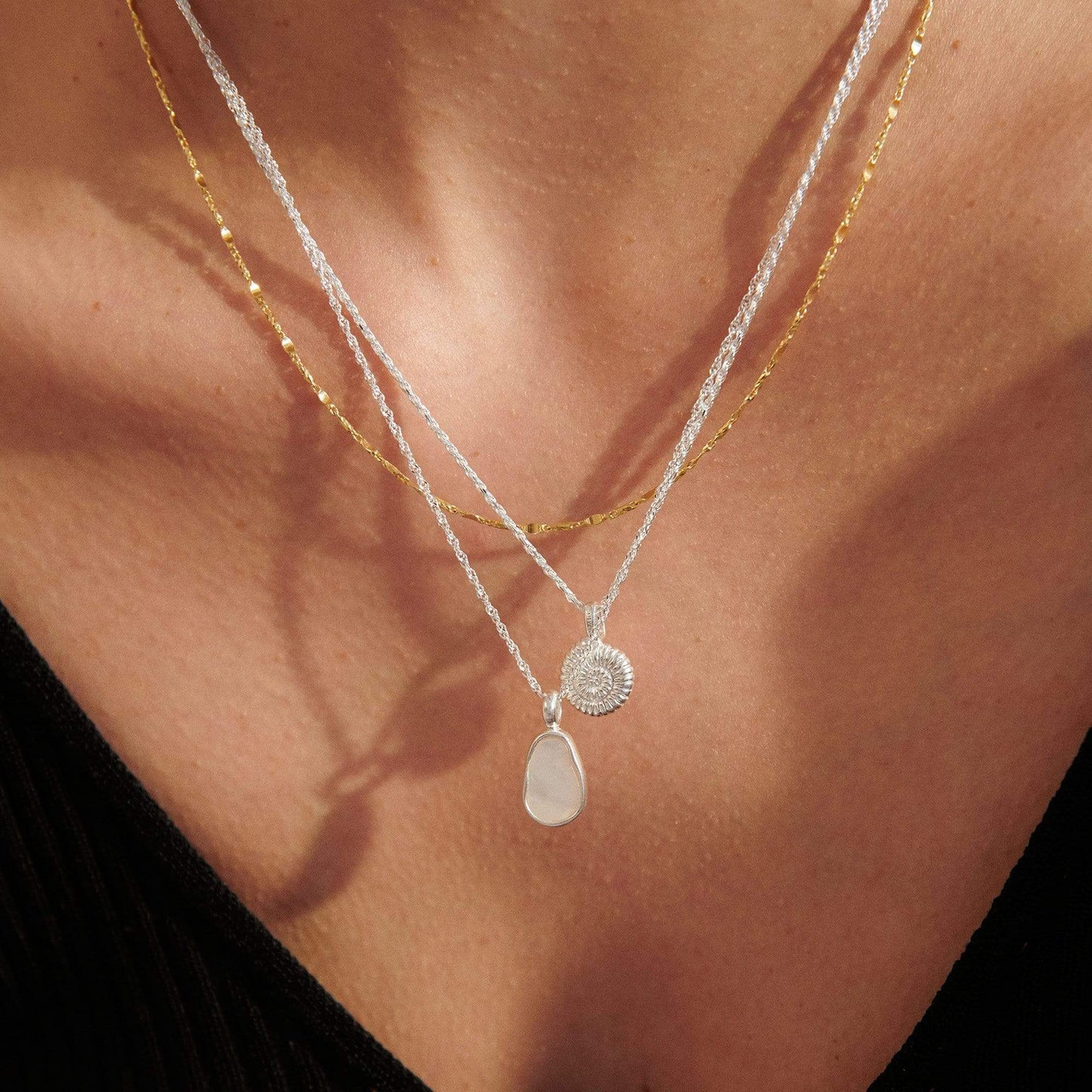Mother of Pearl Layering Set Sterling Silver