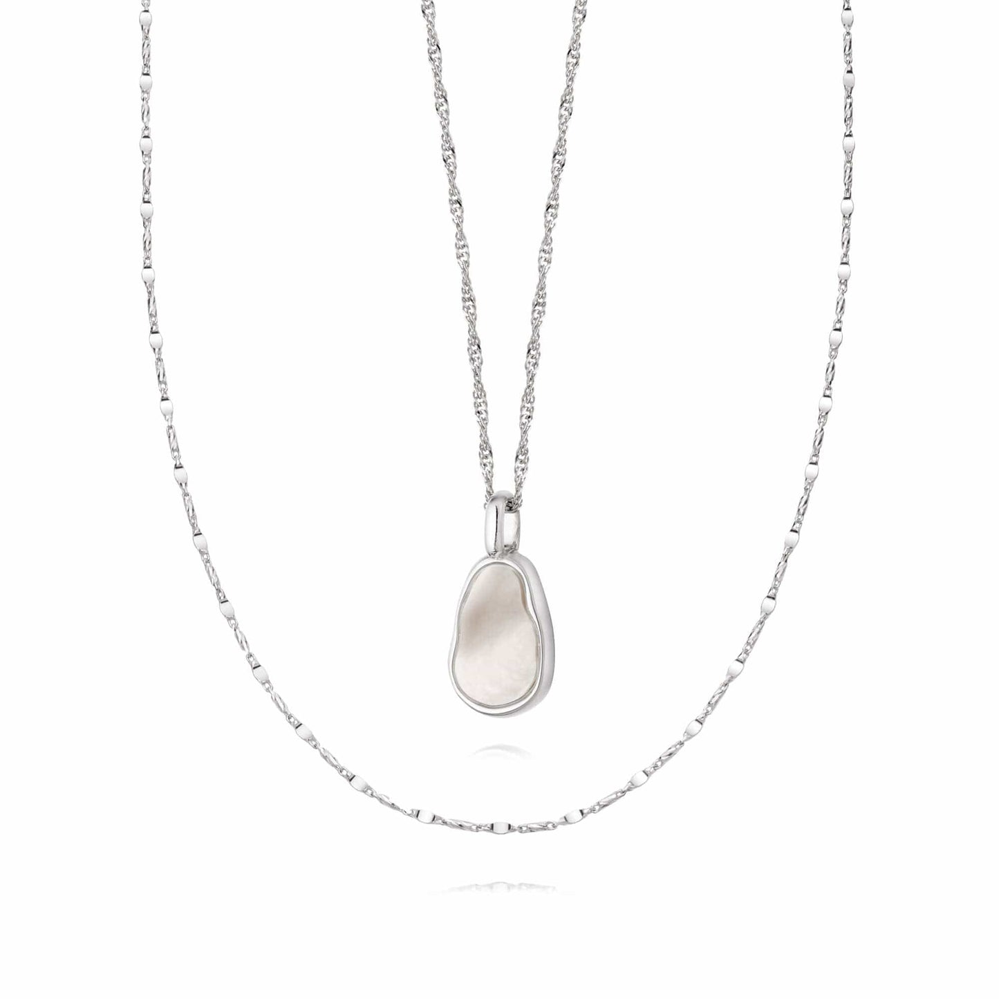 Mother Of Pearl Chain Layering Set Sterling Silver