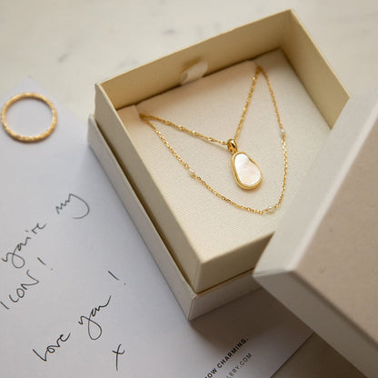 Mother Of Pearl Necklace 18ct Gold Plate