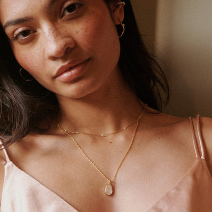 Mother Of Pearl Necklace 18ct Gold Plate