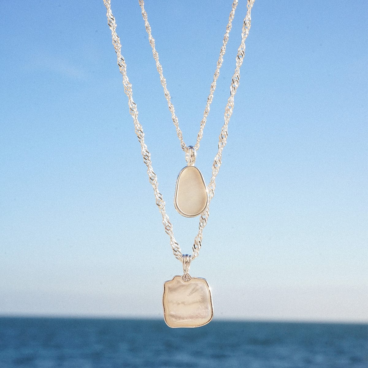 Mother Of Pearl Necklace Sterling Silver