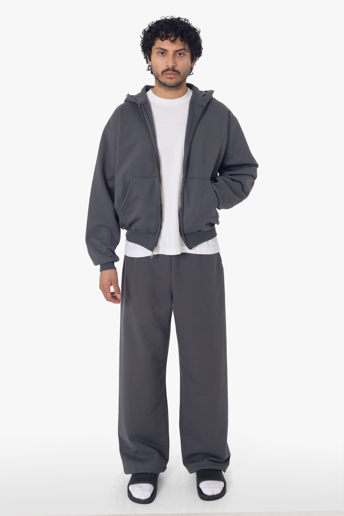 MWF10 - 10 oz. Mid-weight Poly Cotton Fleece Waist Length Zip-Up Hoodie