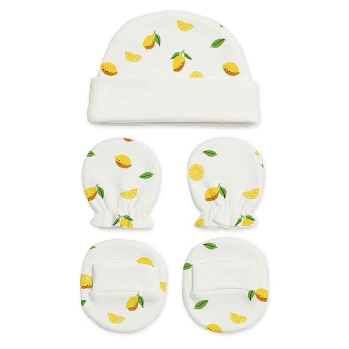 New Born Baby Cap Mitten Bootie Set | Pack of 3 | Mixed Design
