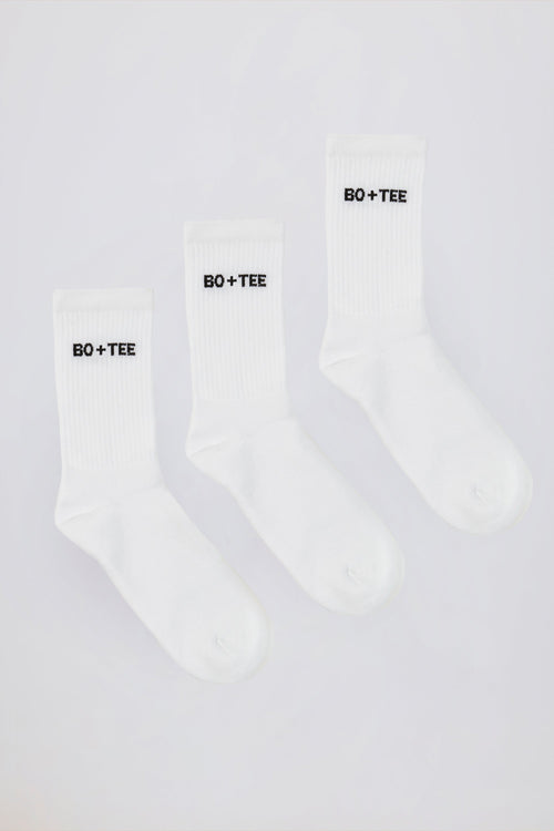 Ribbed Crew Sock Bundle in White