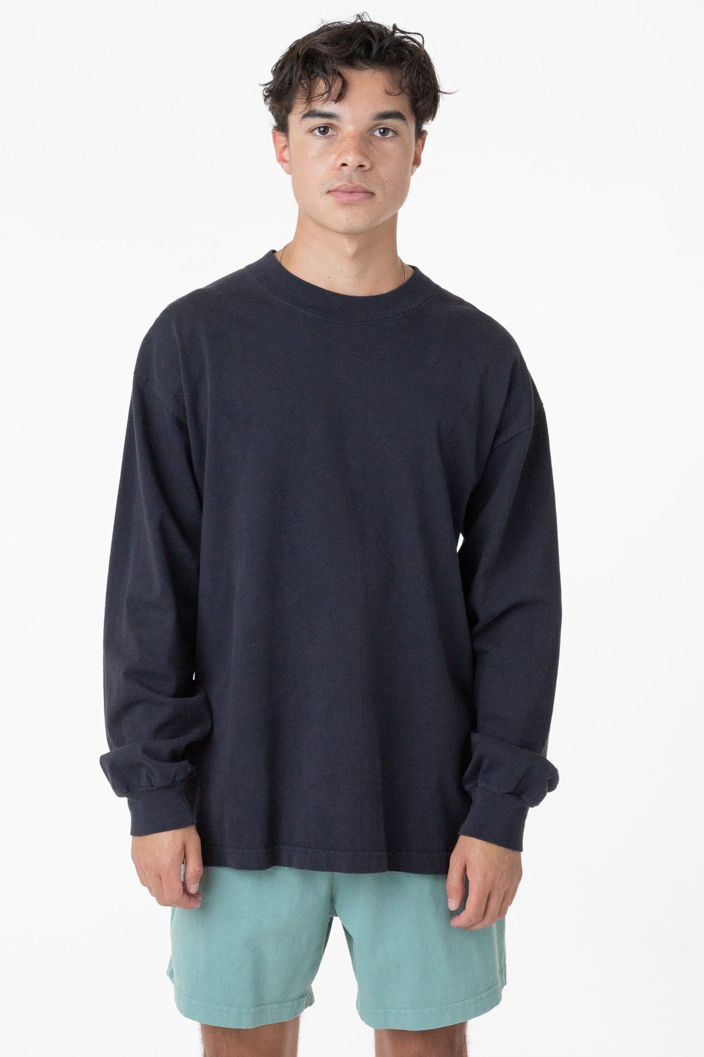 1406GD - Long Sleeve Garment Dye Mockneck T-Shirt