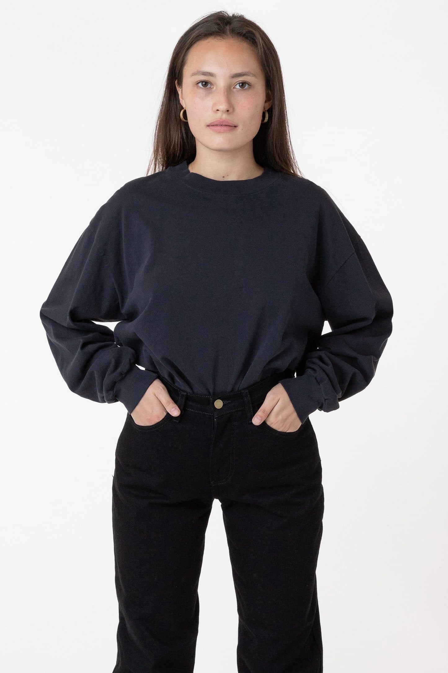 1406GD Unisex - Long Sleeve Garment Dye Mockneck T-Shirt