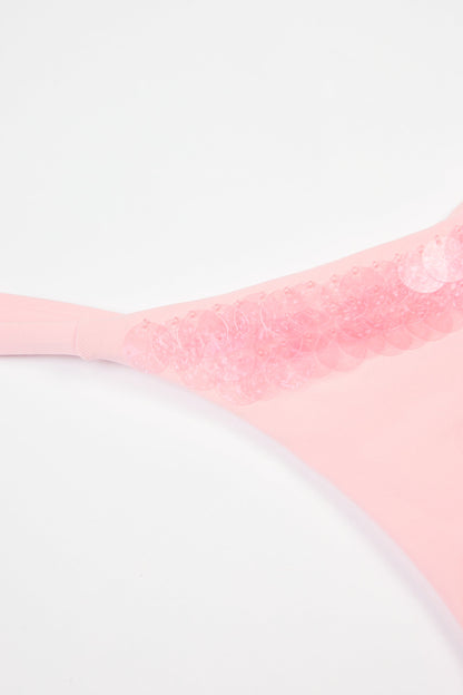 Side-Tie Thong Bikini Bottoms  in Baby Pink