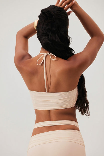 Ruched Waist Hardware Detail Maxi Skirt in Ivory