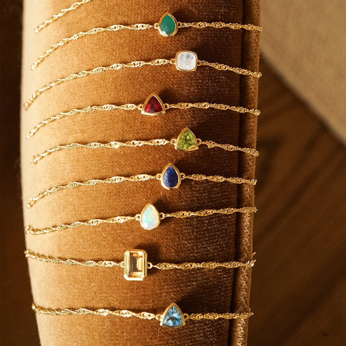 Opal October Birthstone Charm Bracelet 18ct Gold Plate