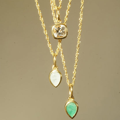 Opal October Birthstone Charm Necklace 18ct Gold Plate