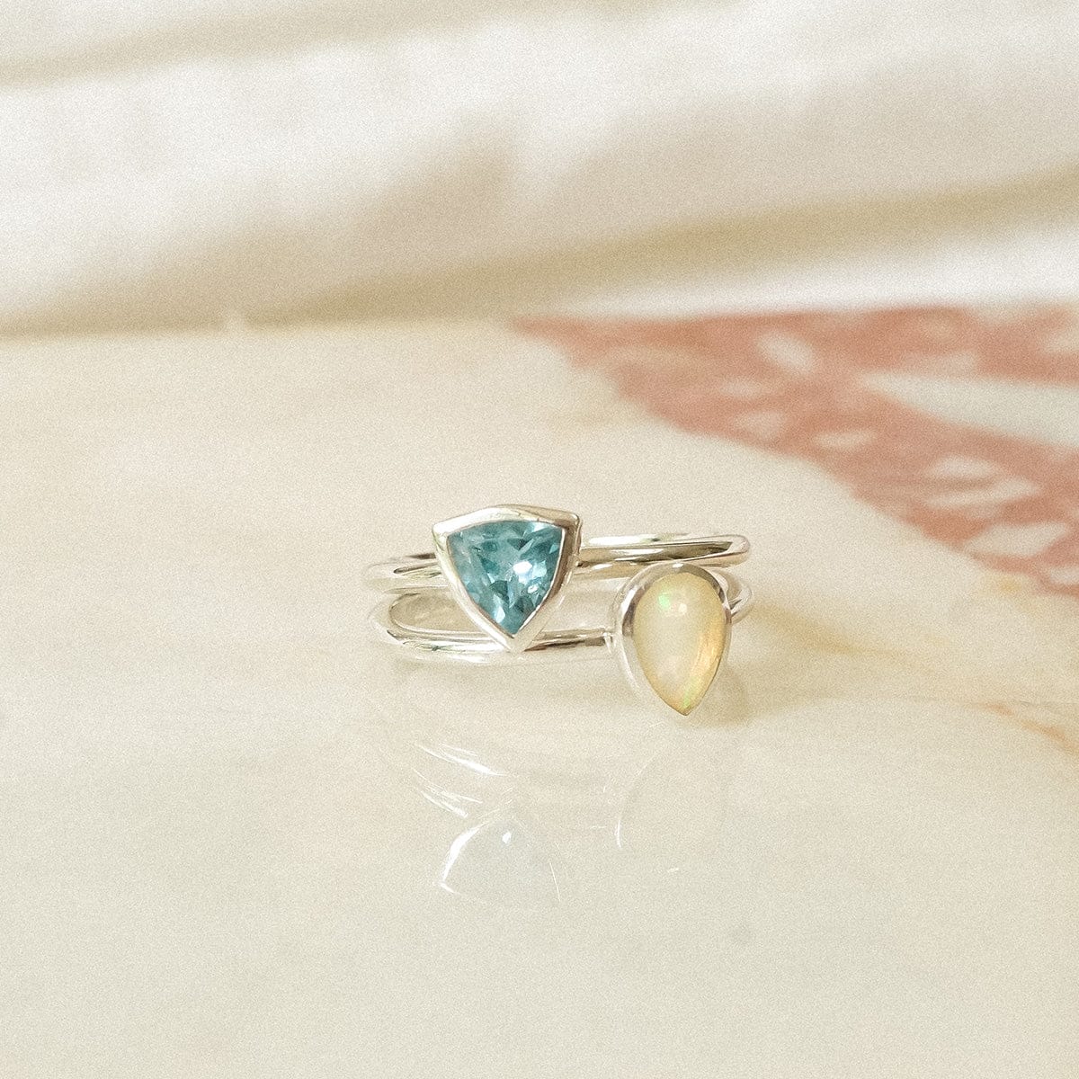 Opal October Birthstone Ring Sterling Silver