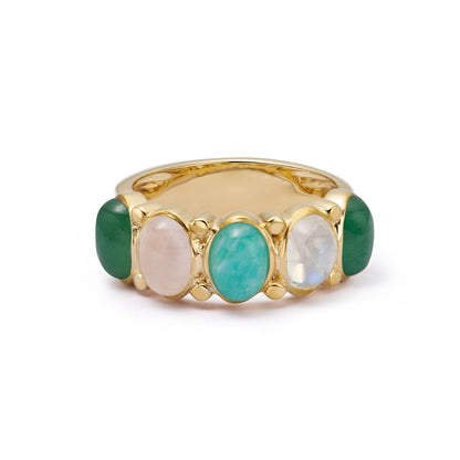 Bold Mixed Gemstone Ring 18ct Gold Plate