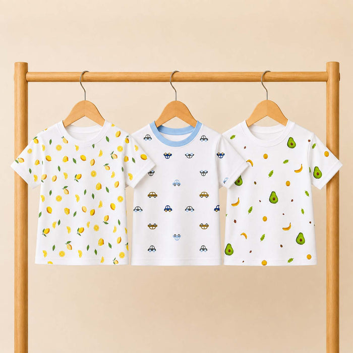 Organic Cotton Baby Half Sleeve T-Shirts for Boys & Girls | Printed Round Neck Summer Wear T-Shirt for Baby Boys & Girls | Comfortable Infant Baby Wear & Toddler Clothing | Pack of 2