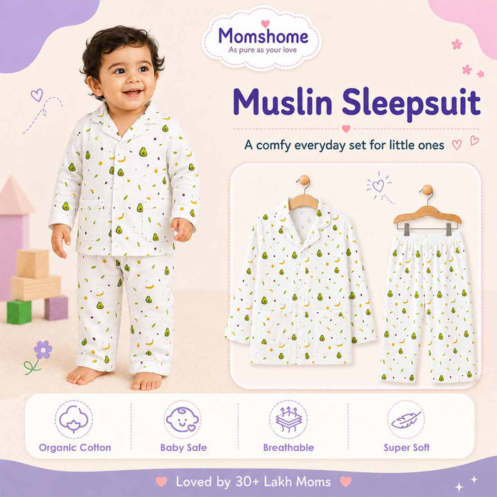 Organic Cotton Kids Night Suit | Full Sleeves Sleepwear | Bunny