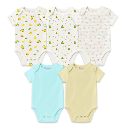 Organic Cotton New Born Baby Onesie | New Born Baby Dress | 0-6 Months | Pack of 5