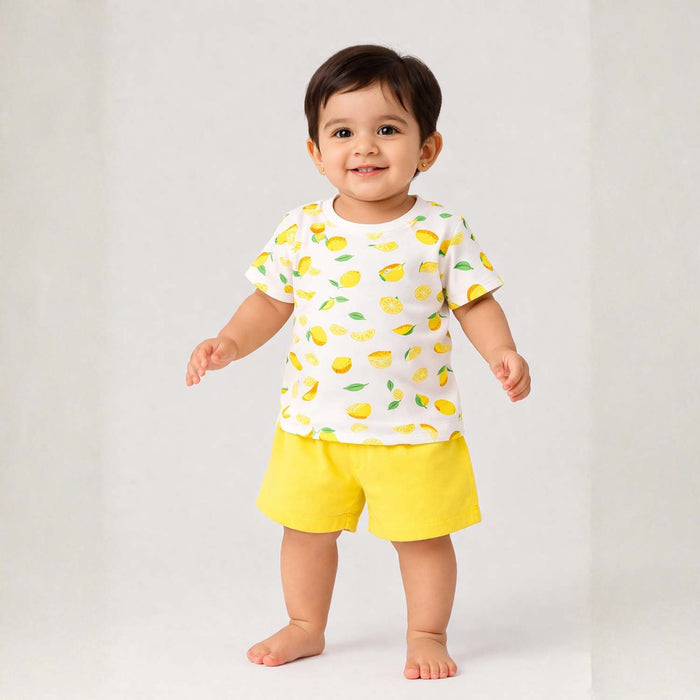 Organic Cotton T-Shirt & Short For Infants & Toddlers | Soft Breathable Comfortable Summer Outfit For Baby Boys & Girls | Buy 1 Get 1 Free