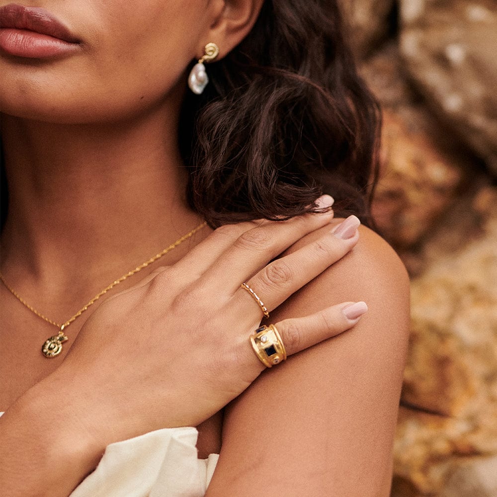 Organic Ridge Band Ring 18ct Gold Plate