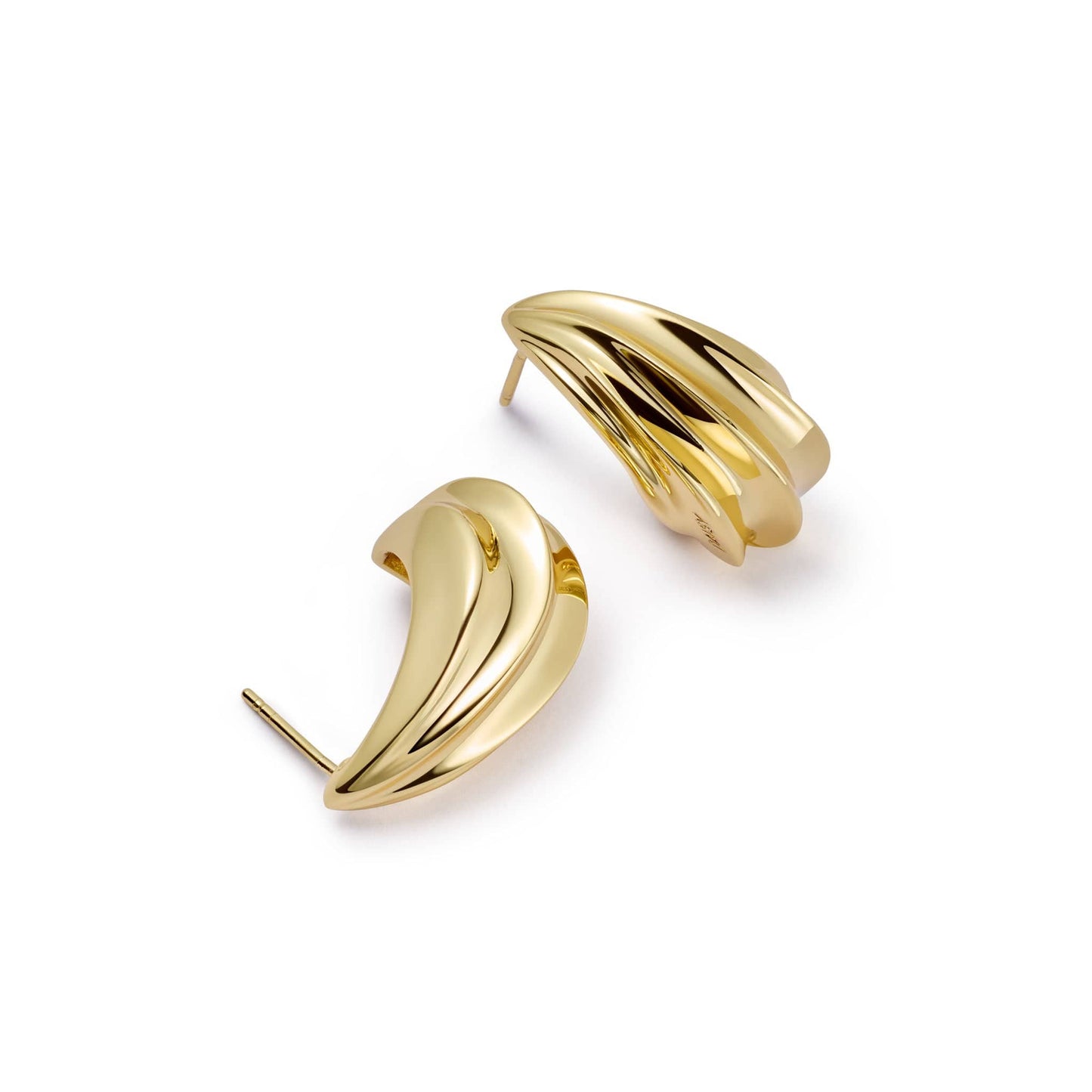 Wave Stud Earrings 18ct Gold Plate