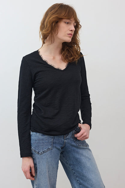 Out from Under Lace Trim Long Sleeve