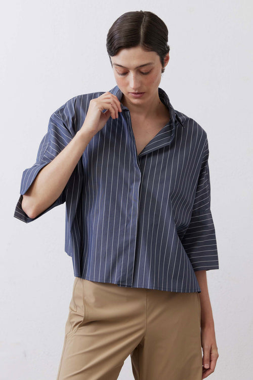 Oversized Cropped Button Up