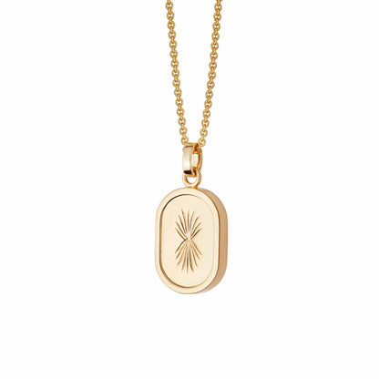 Palm Engraved Oval Locket 18ct Gold Plate