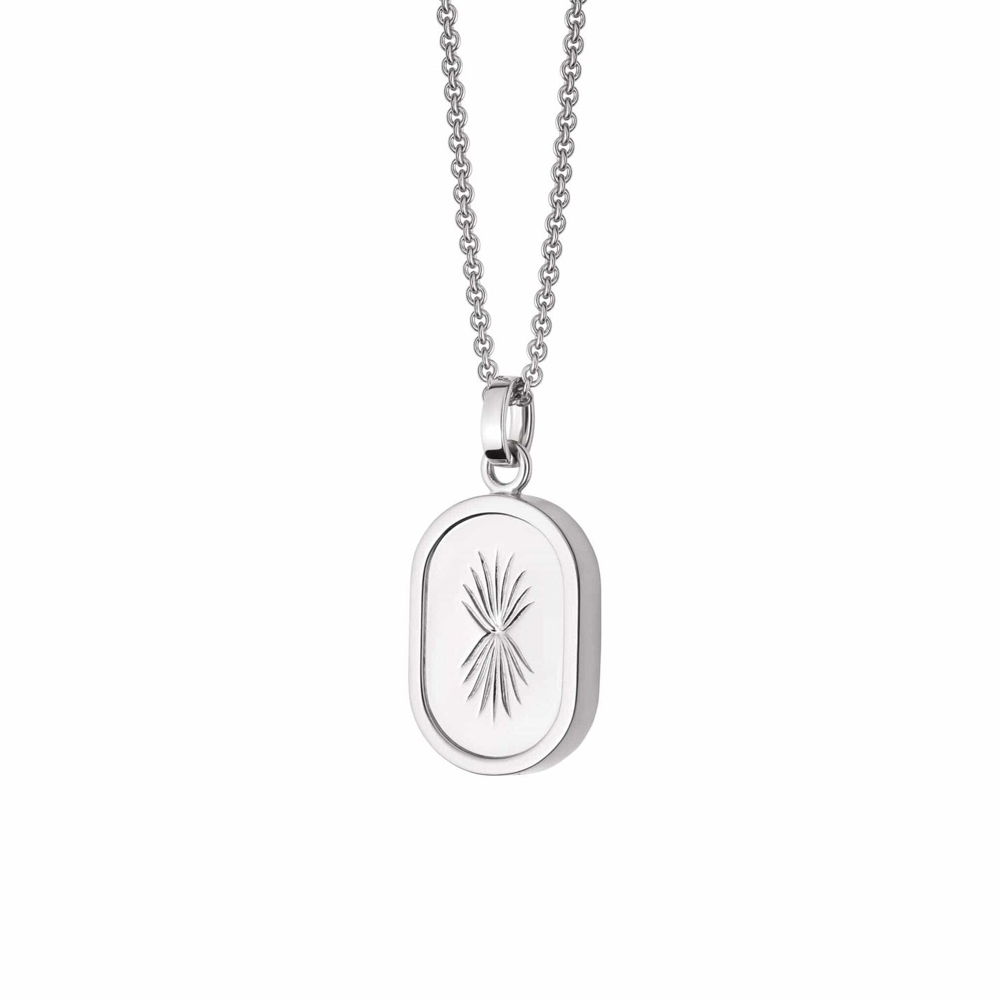 Palm Engraved Oval Locket Sterling Silver