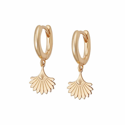 Palm Fan Drop Earrings 18ct Gold Plate