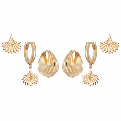 Palm Fan Earring Layering Set