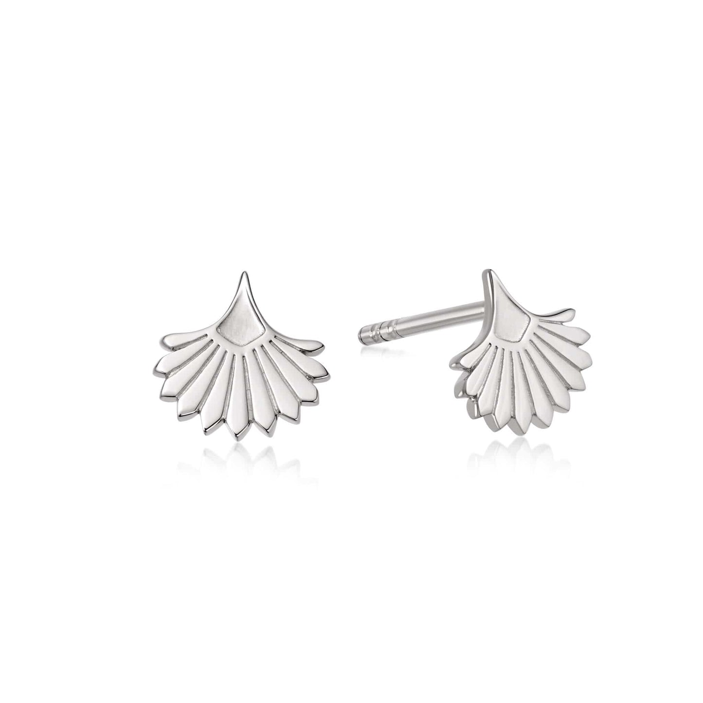 Palm Fan Stud Earrings Sterling Silver