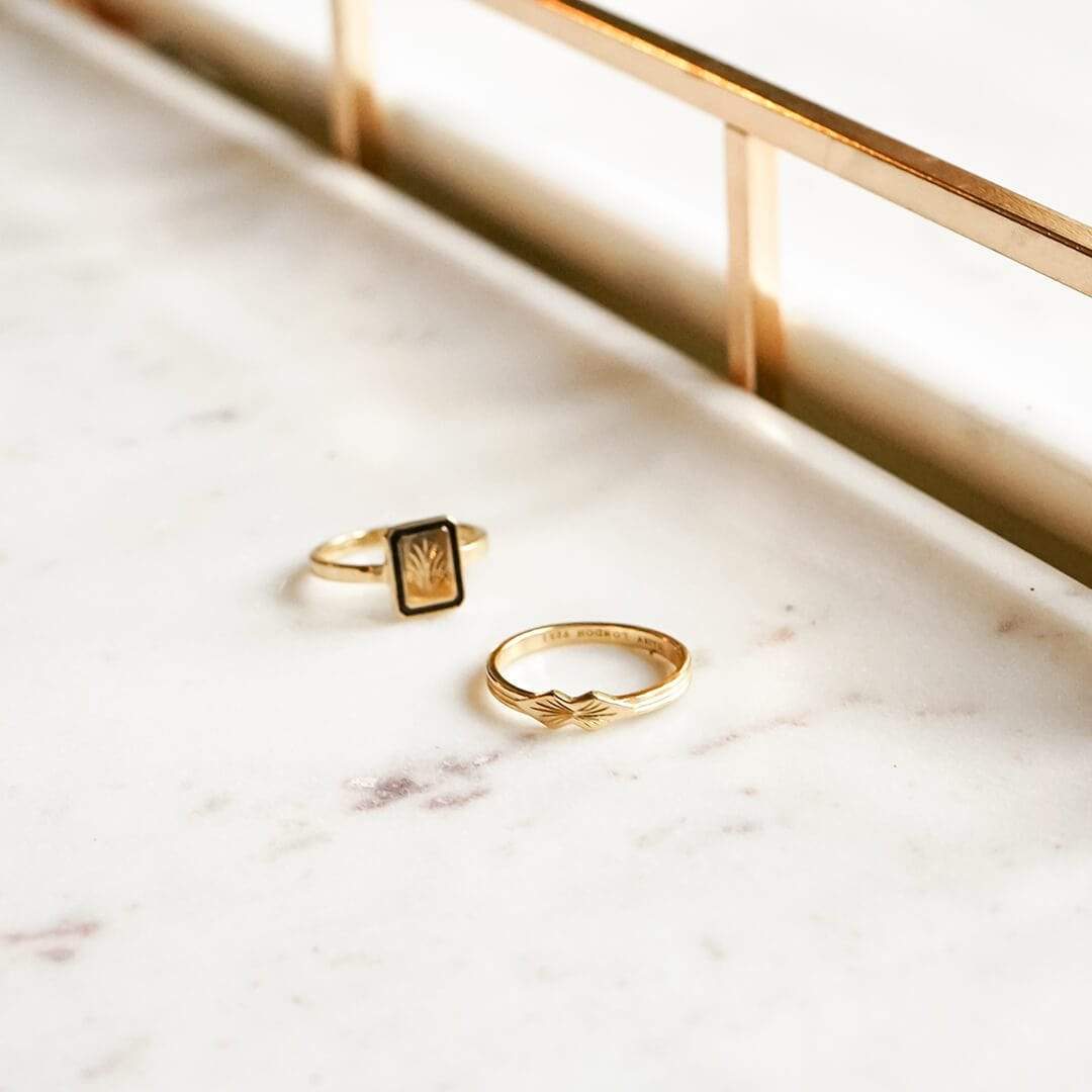 Engraved Palm Band Ring 18ct Gold Plate