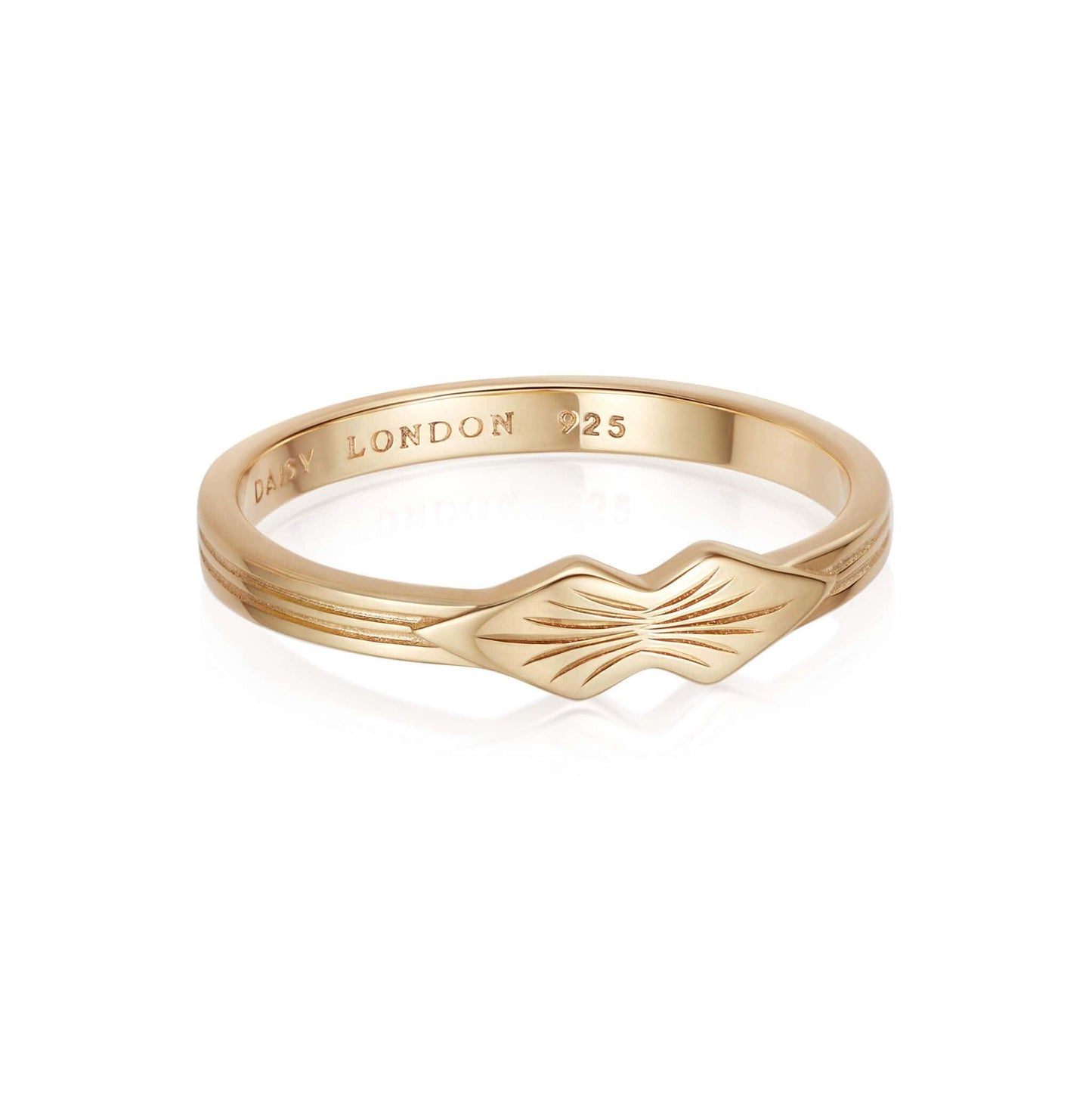 Engraved Palm Band Ring 18ct Gold Plate